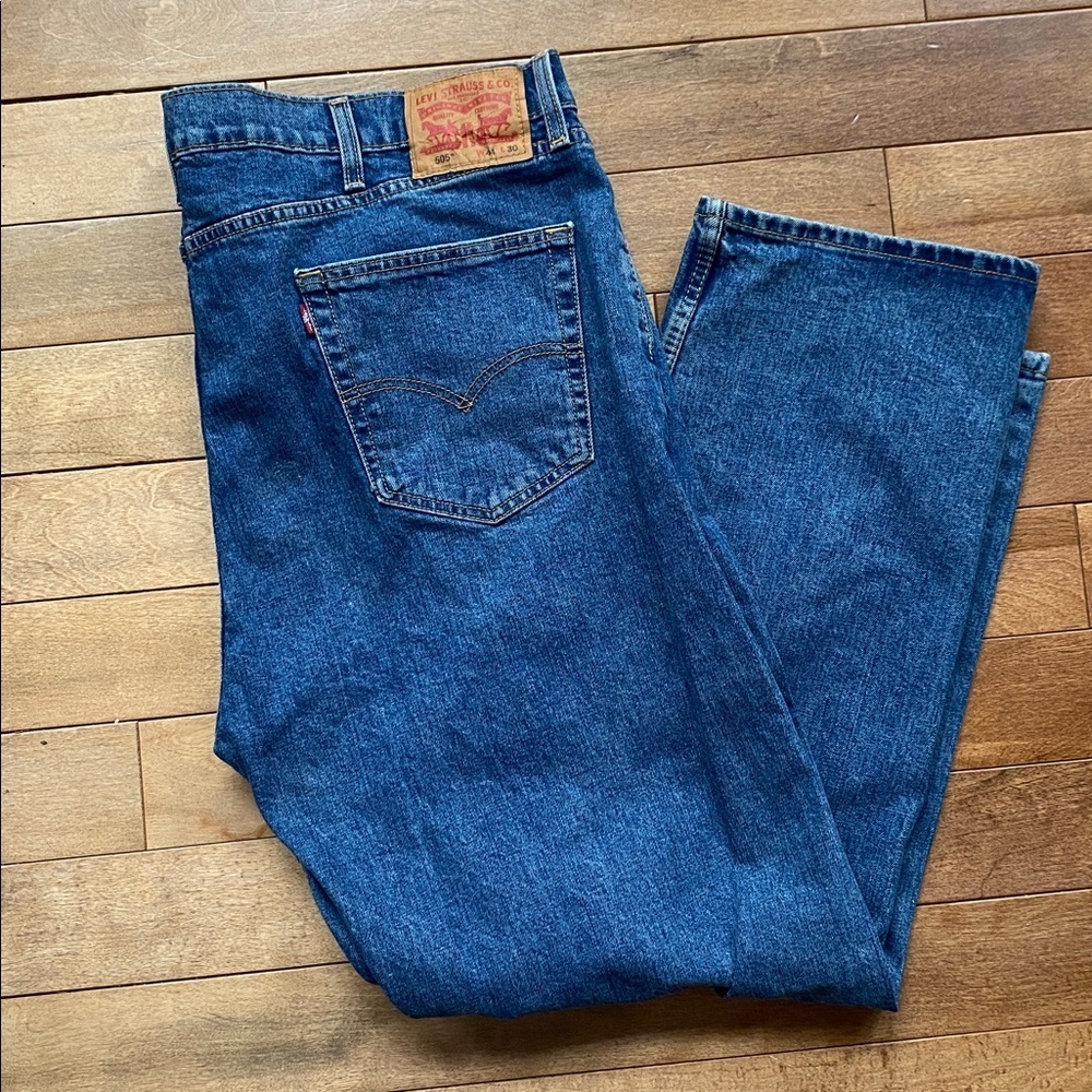 Levis 505 Mens Size 44x30 Blue Jeans Straight Regular Casual Workwear Outdoor